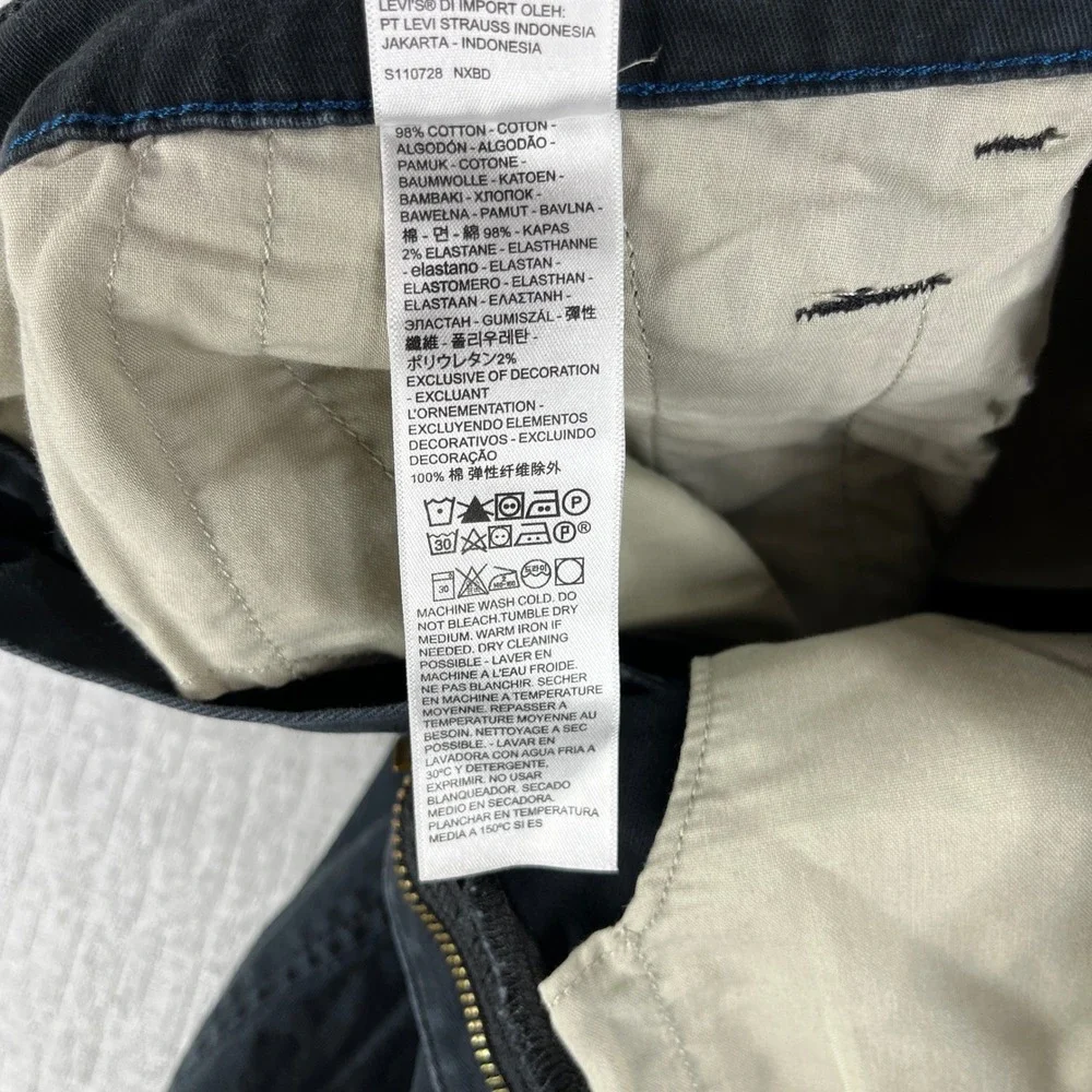 Levis XX Chino Pants‎ Men 33x34 Fits 34x31.5 Black Standard Taper Stretch Twill